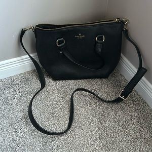 Kate Spade black leather top handle crossbody bag